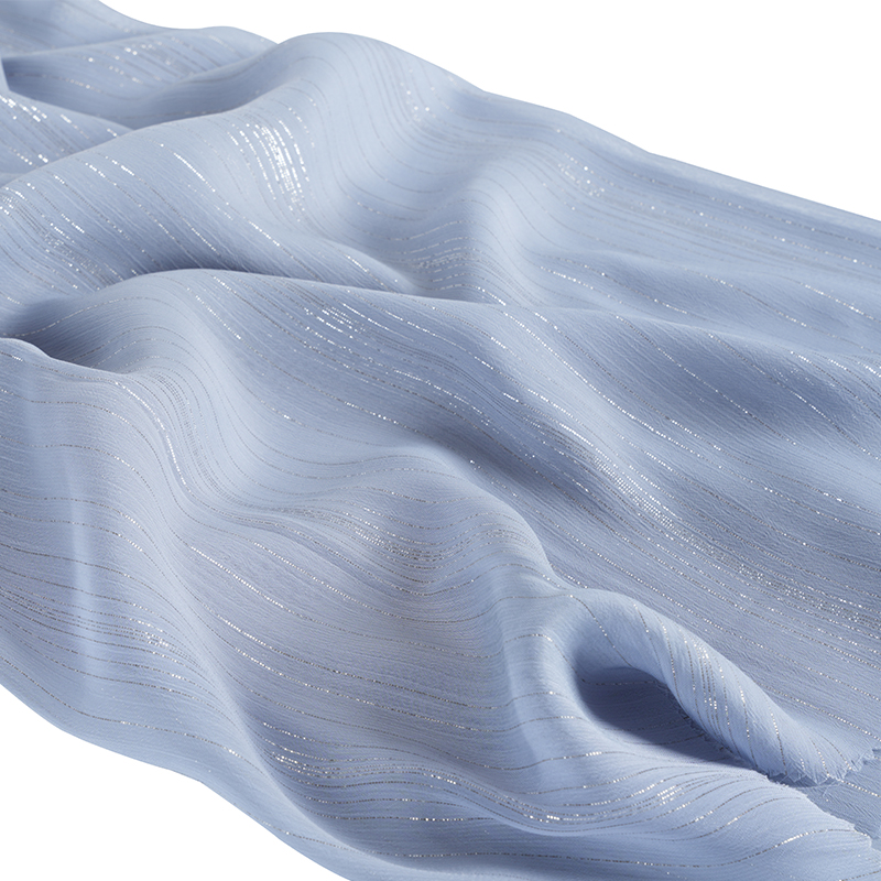 Crêpe de mousseline de soie argentée irrégulière 75D