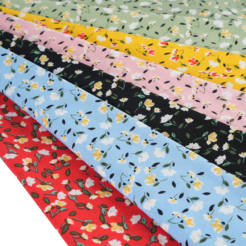 Crêpe Yao en soie à fausse torsion 2026x75, petit tissu à imprimé Floral