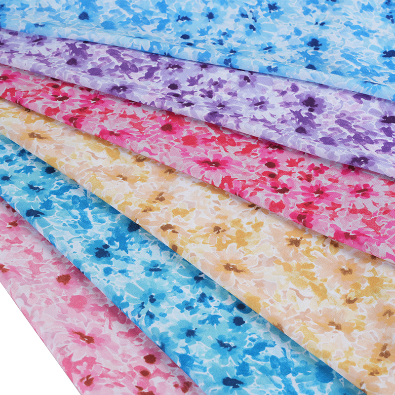 Tissu imprimé floral brumeux et désordonné 75D/18T