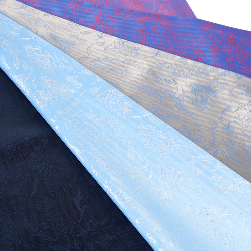 Tissu Jacquard Feuille de Chemise Rouge PV